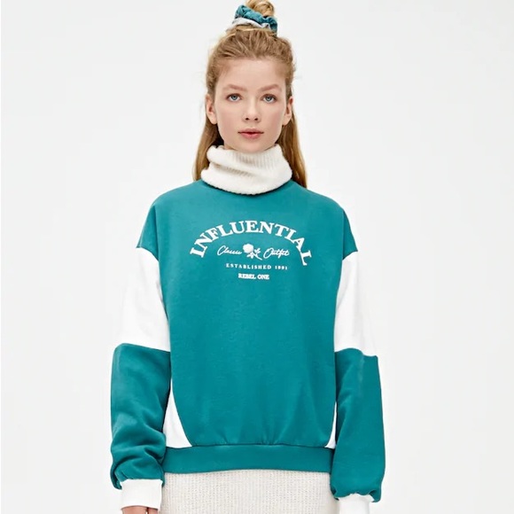 Pull&Bear green graphic sweater - Picture 2 of 3